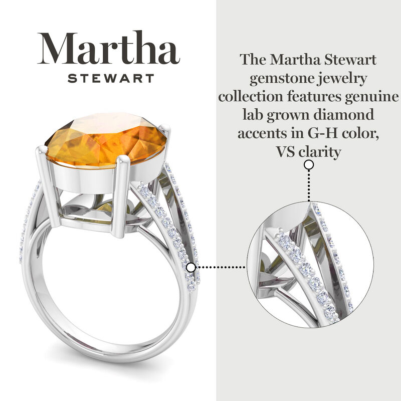 Martha Stewart 10 1/4ctw. Oval Citrine & Lab Grown Diamond Ring In Sterling Silver image number null